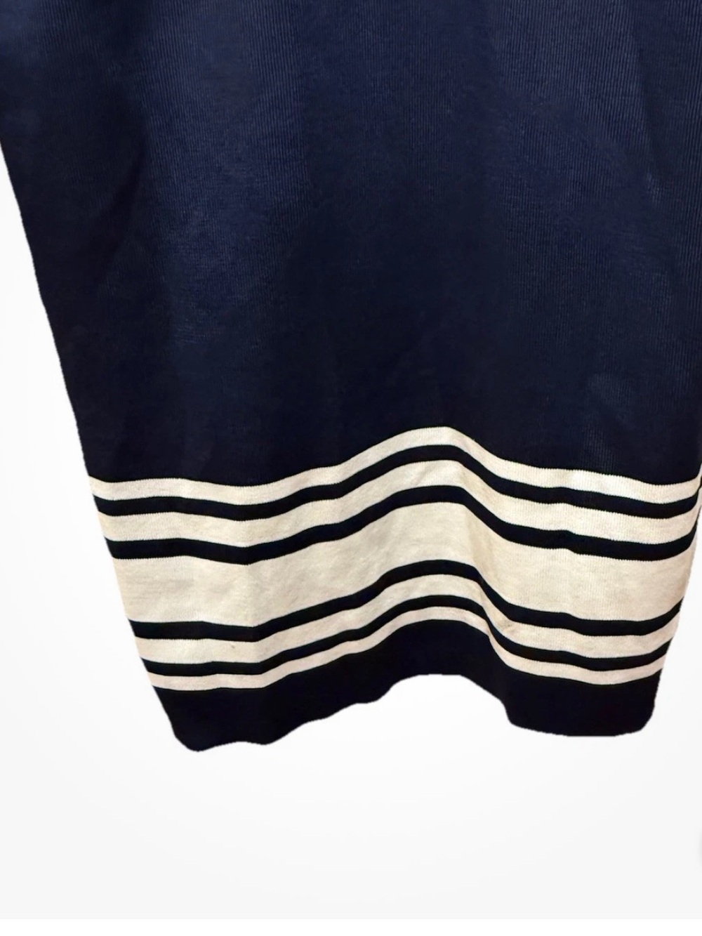 Lauren Ralph Lauren Open Cardigan Long SM Navy White Stripe Solid NWT MSRP $225 - Picture 12 of 15